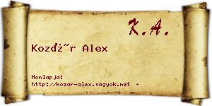 Kozár Alex névjegykártya