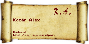 Kozár Alex névjegykártya