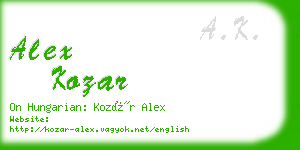 alex kozar business card